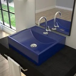 Cuba Pia De Apoio Para Banheiro Quadrada Ravena Q39 Azul Escuro C08 -