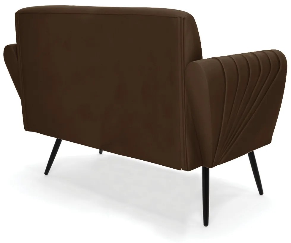 Sofá Namoradeira com 2 Poltronas Pés Palito de Ferro Bruna Suede - D'Rossi - Marrom
