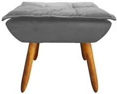 Kit 2 Poltronas Decorativas Pés Palito com Puff Opla Suede Grafite - I