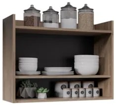 Armário de Cozinha Aéreo 71cm 2 Portas 1 Nicho Ceci Z34 Freijó/Preto -