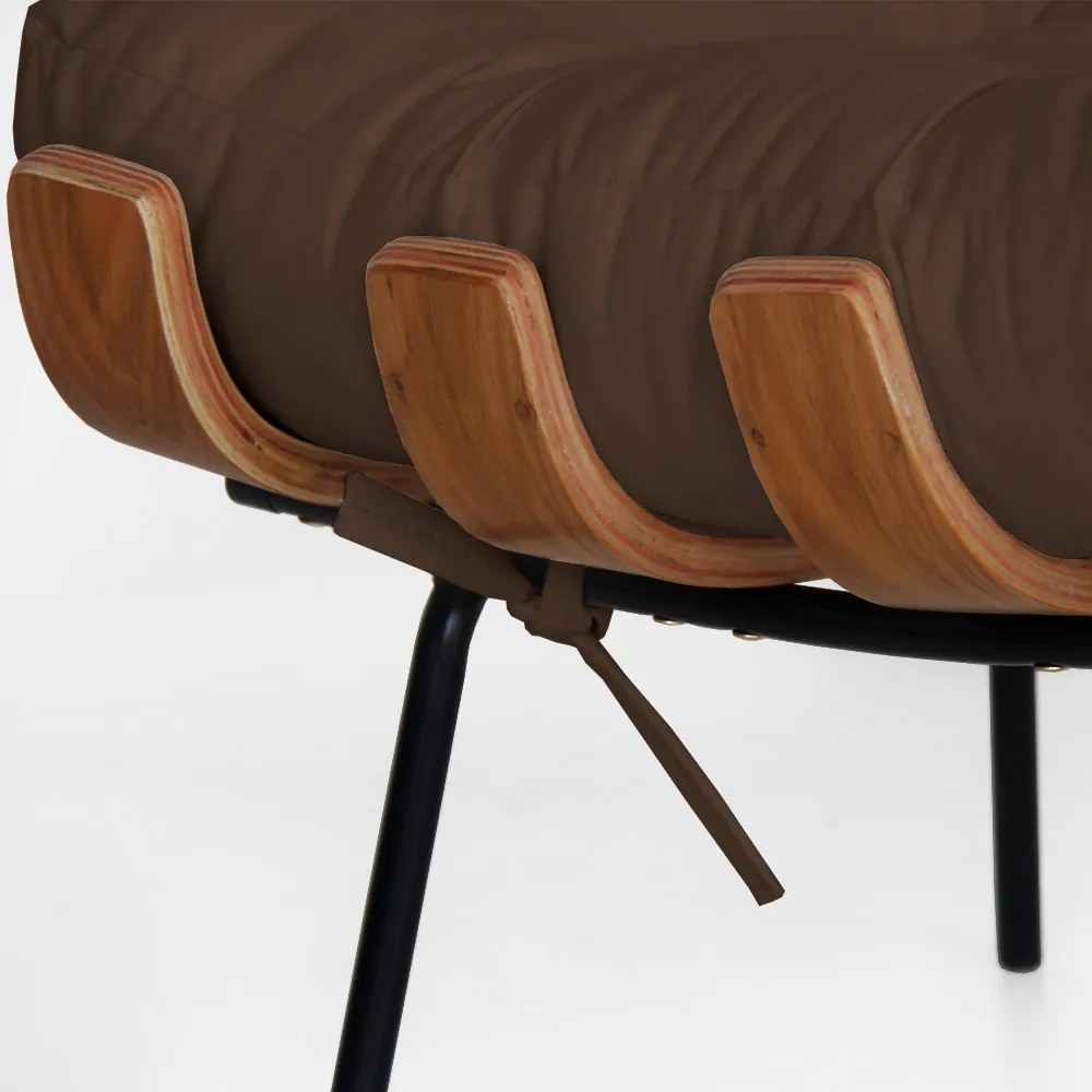 Puff Decorativo Sala de Estar Costela Rib Suede Marrom