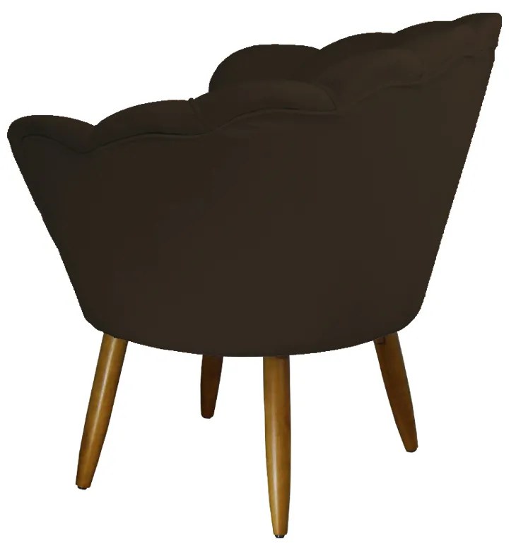Poltrona Decorativa Pétala Pés Palito Suede Marrom - Sheep Estofados