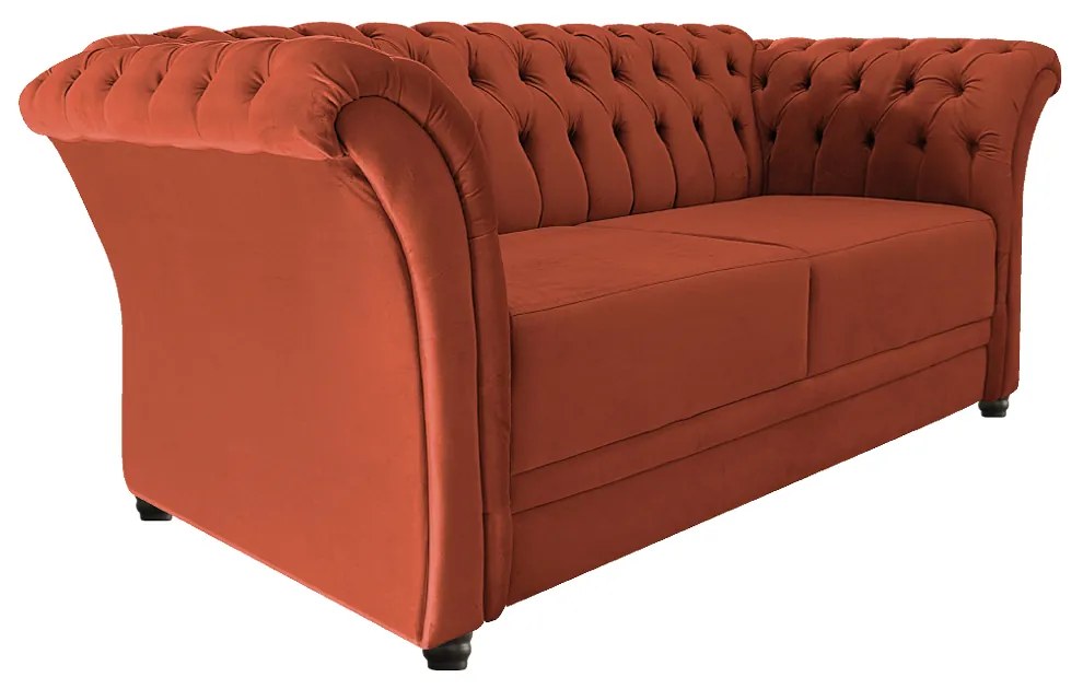 Namoradeira Chesterfield Sofia Suede Terracota - ADJ Decor