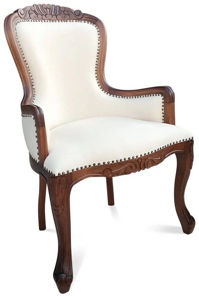 Cadeira Vitoriana Detalhe com Tachas Madeira Maciça Entalhada Design de Luxo Peça Artesanal
