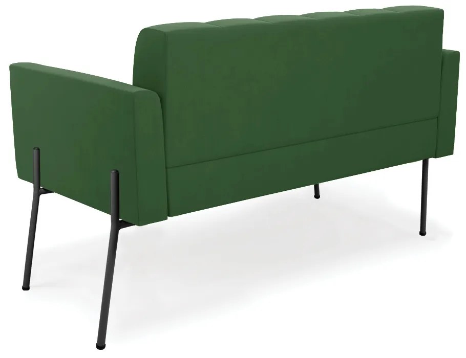 Sofá Namoradeira 2 Lugares Pé de Ferro Preto Elisa Suede D03 - D'Rossi - Verde