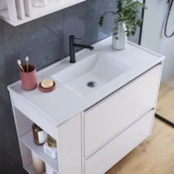 Gabinete de Banheiro 80cm com Lavatório 1 Porta Zeus Branco F10 - Mpo