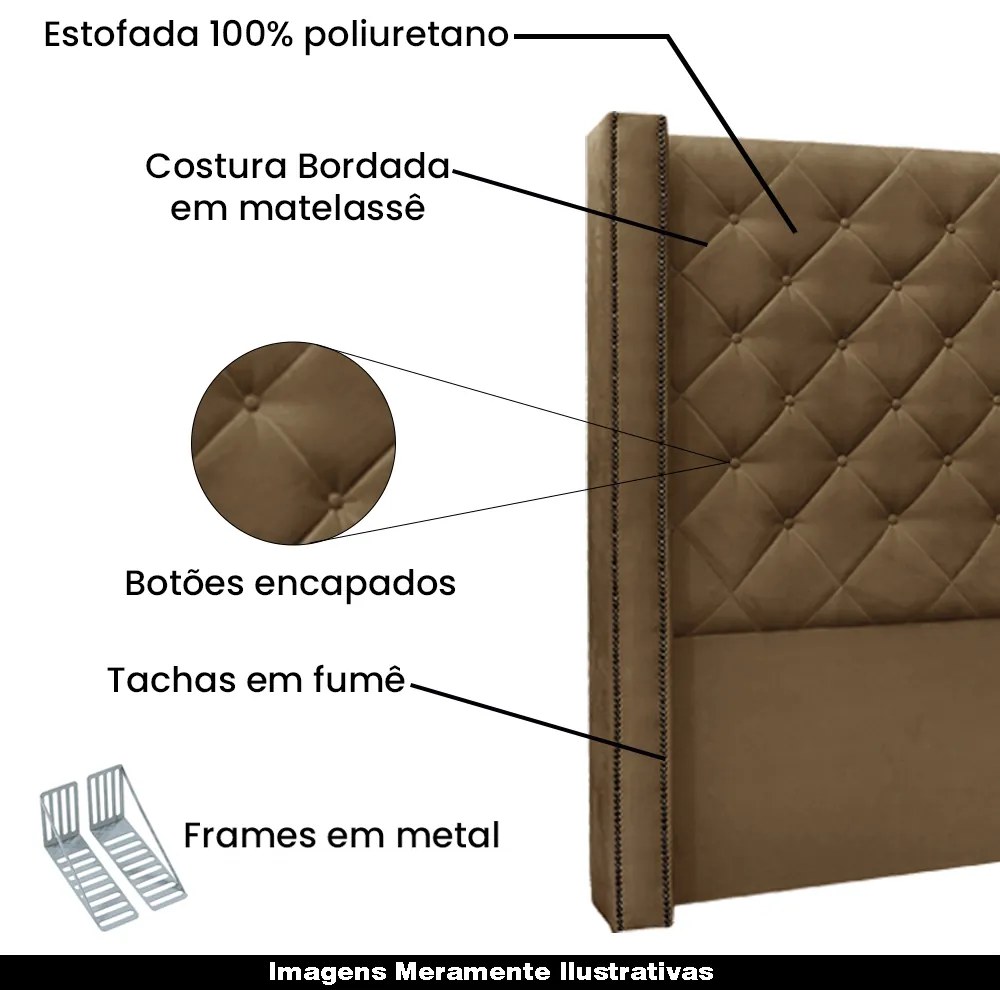 Cabeceira Decorativa Casal 1,64M Loewe Suede Caramelo G63 - Gran Belo