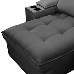 Sofá Retrátil 3 Lugares com Porta Copo 250cm Andes F05 Veludo Grafite