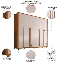 Guarda Roupa Casal 6 Portas 6 Gavetas 265cm Espartacus Freijó/Off Whit