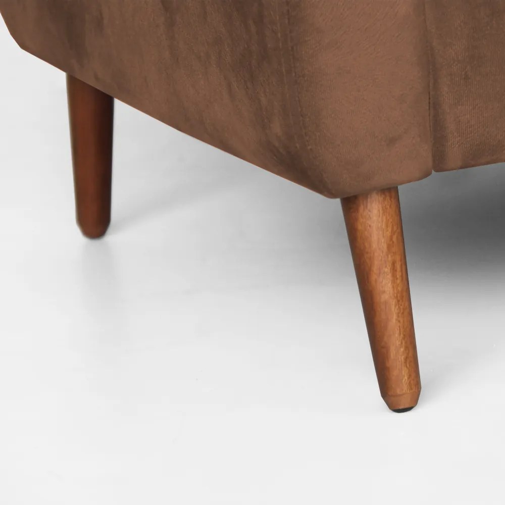 Namoradeira Bruna 1,20 m 2 Lugares Pés Palito Suede Marrom