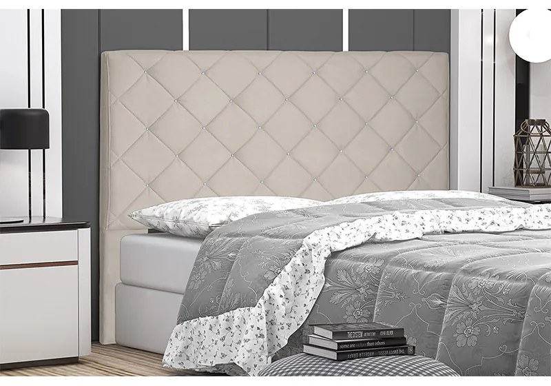 Cabeceira Cama Box Casal King 195cm Tânia Veludo Bege - Sheep Estofados - Bege