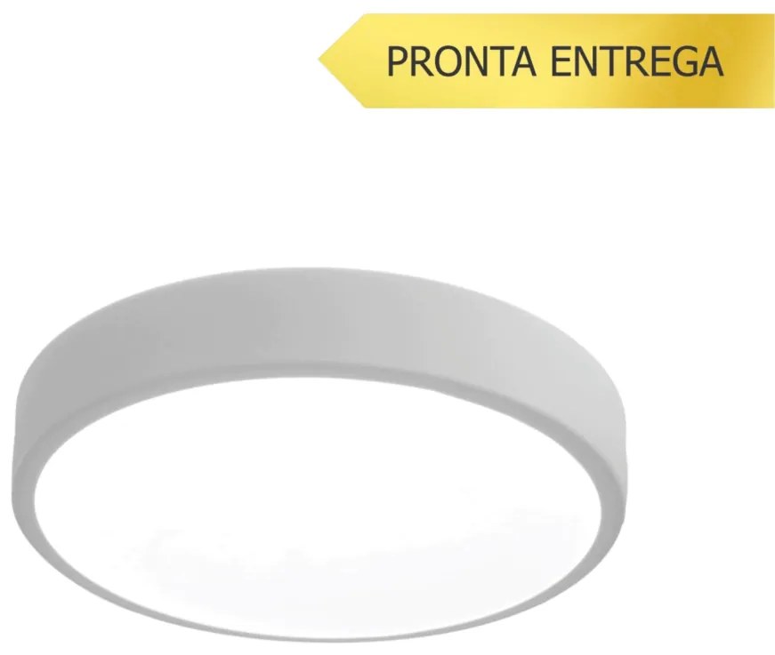Plafon Luna Redondo Ø60X7Cm Led 64W Bivolt - Usina 19660/60 (BT - Branco Texturizado, 3000k)