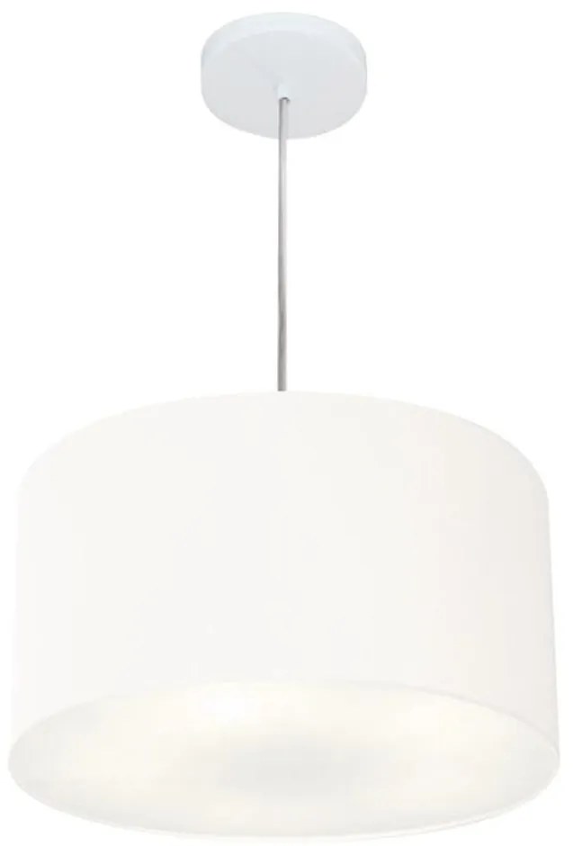 Lustre Pendente Cilíndrico Md-4244 Cúpula em Tecido 40x25cm Branco - Bivolt