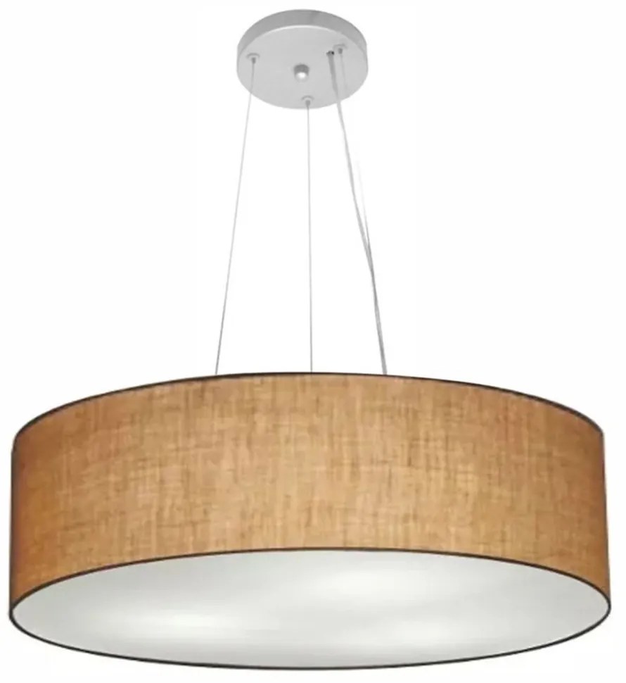 Lustre Pendente Cilíndrico Md-4193 Cúpula em Tecido 70x15cm Palha - Bivolt