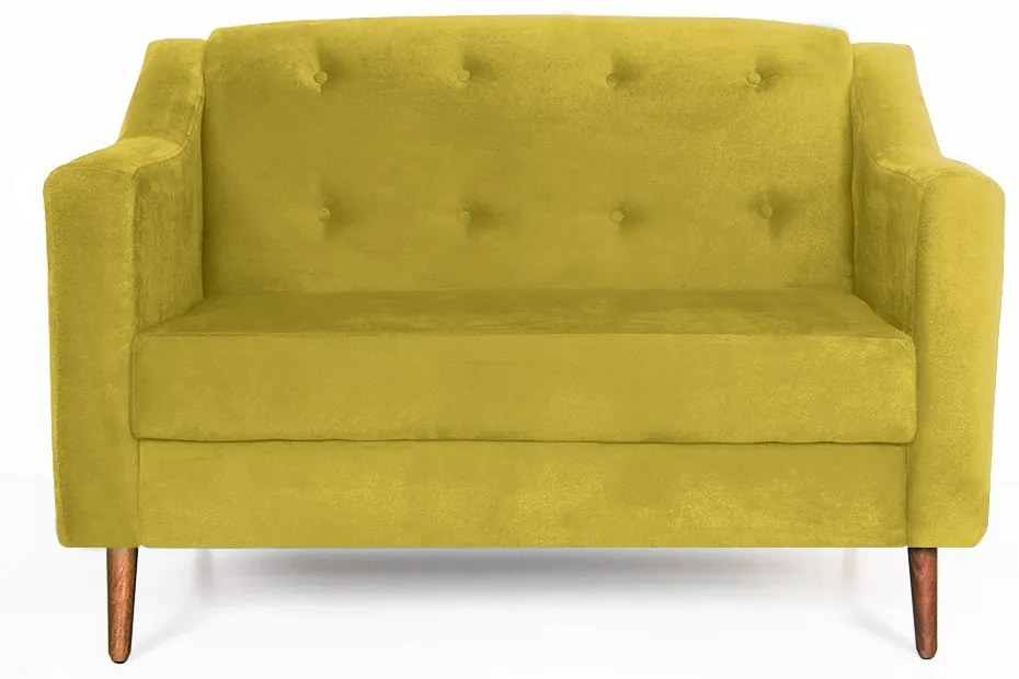 Namoradeira Bruna 1,20 m 2 Lugares Pés Palito Suede Amarelo