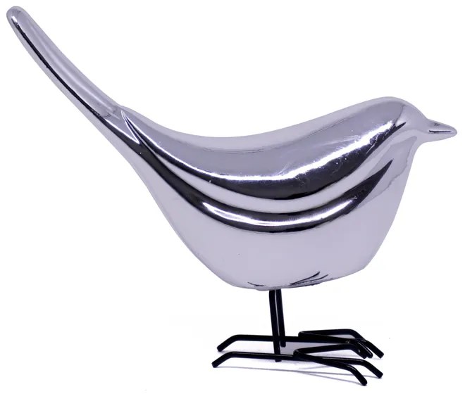 Pássaro Decorativo Em Cerâmica Prata 9x9x5 F01 - D'Rossi