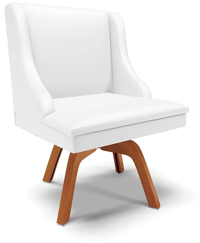 Kit 02 Cadeiras de Jantar Liz Corino Branco Base Giratória de Madeira Mm35 D03 - D'Rossi