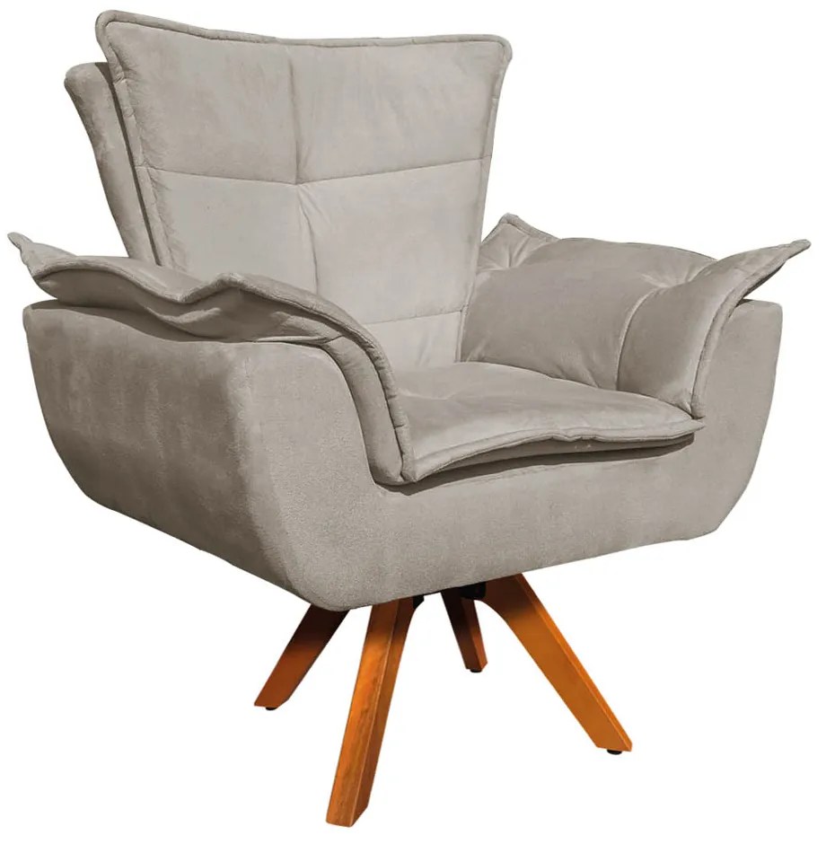 Sofá Namoradeira e 2 Poltronas Giratória MM30 Opala Suede - Marrom Rato