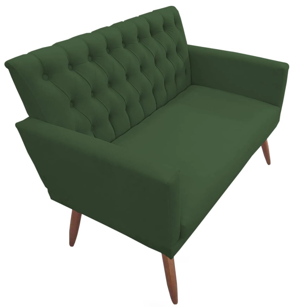 Kit 2 Poltronas 1 Namoradeira Clara Capitonê Pés Palito Suede Verde - Sheep Estofados