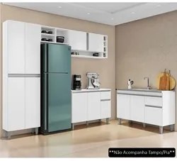 Cozinha Compacta Vanessa e Balcão Gabinete Sem Tampo Tatiane 120cm Bra