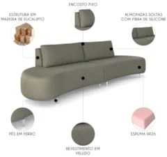 Sofá 2 Lugares 160cm Orgânico Pé Ferro Nagai Veludo Marrom Z55 - Mpoze