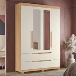 Guarda Roupa Casal 240cm com Espelho Doble Off/Freijó - Albatroz