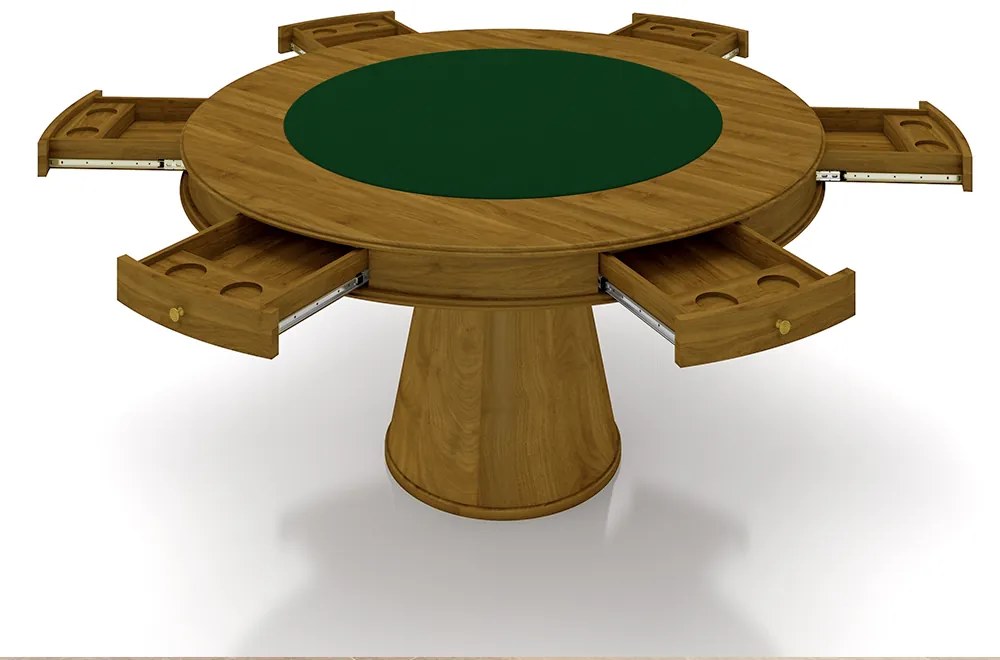 Conjunto Mesa de Jogos Carteado Bellagio Tampo Reversível e 6 Cadeiras Madeira Poker Base Cone Veludo Preto/Mel G42 - Gran Belo
