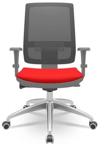Cadeira Brizza Diretor Grafite Tela Preta com Assento Aero Vermelho Base Autocompensador Aluminio - 65764 Sun House