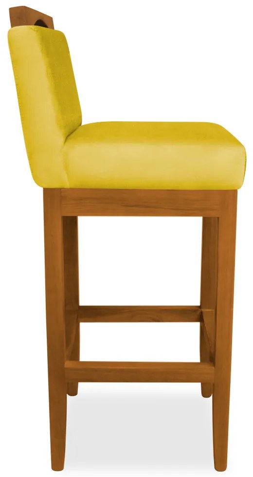 Kit 4 Banquetas Decorativa Elis Veludo Amarelo