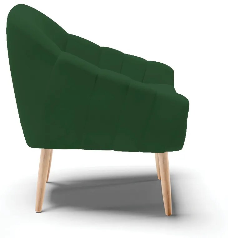 Kit 02 Poltronas Giovana Veludo Verde Pés Palito Natural - Indo Decorar