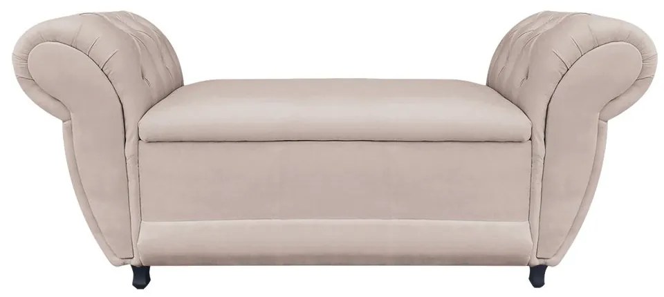 Recamier com Baú Grécia Namoradeira Calçadeira Suede - D'Rossi - Bege