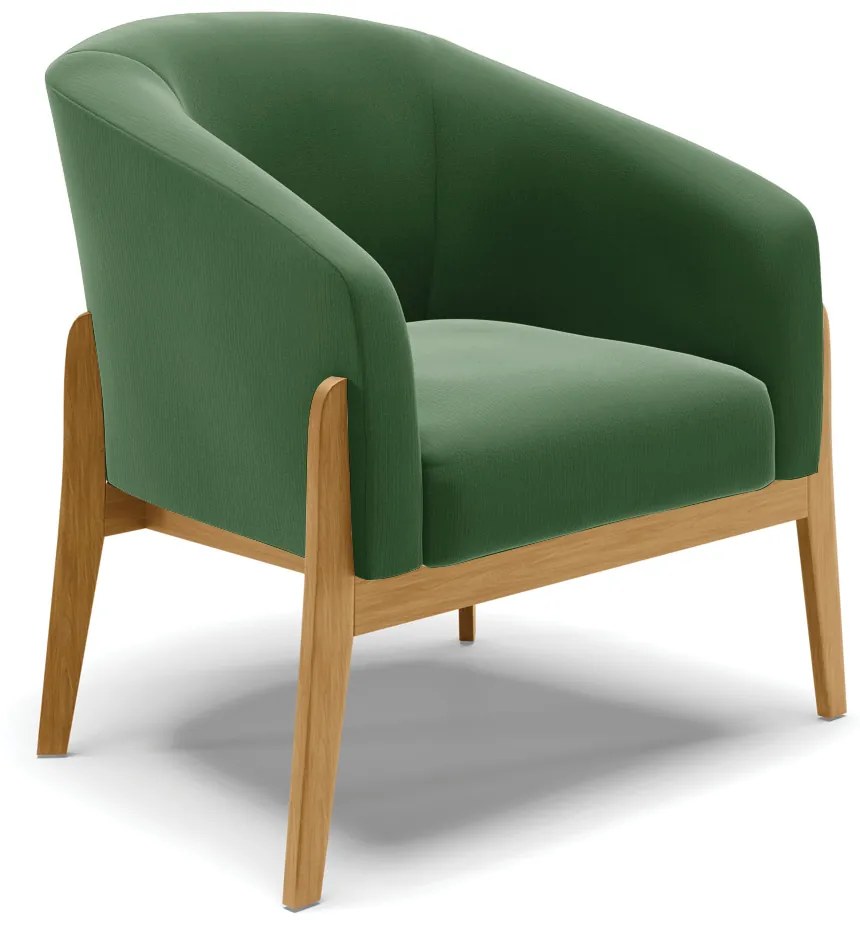 Poltrona Decorativa Base de Madeira Stella Suede Verde D03 - D'Rossi