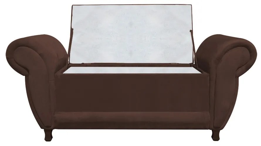Recamier com Baú Itália Namoradeira Calçadeira Suede - D'Rossi - Marrom