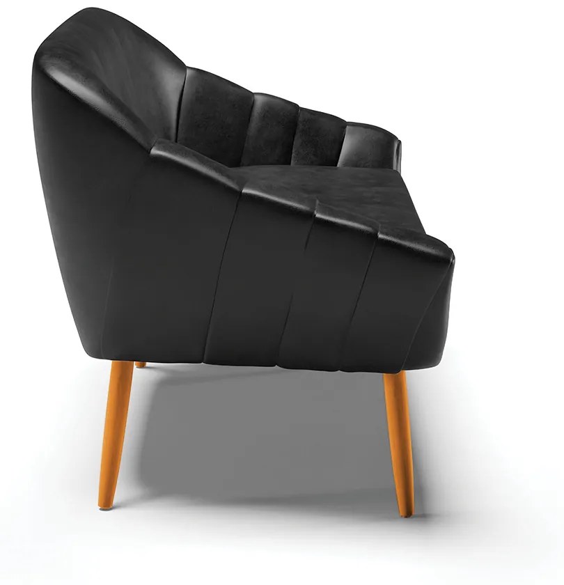 Namoradeira 02 Lugares Giovana Corano Pés Palito Castanho - Indo Decorar - Preto