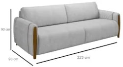 Sofá 3 Lugares 223cm Pés Madeira Amaranto Z32 Veludo Cinza - Mpozenato