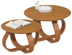 Mesa de Centro com Pés de Madeira Kit 2 Samba Cinamomo E05 - Mpozenat