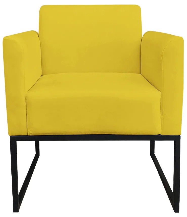 Sofá Namoradeira com Poltrona Base Industrial Preto Marisa Suede D03 - D'Rossi - Amarelo