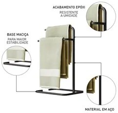Porta Toalha de Rosto Para Pia Luxe em Aço D09 Preto - Mpozenato