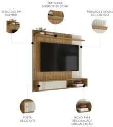 Painel TV 55 Pol e Bancada Suspensa Romeo Nature/Off Flex Z49 - Mpozen
