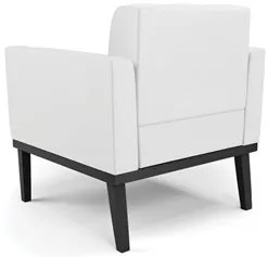 Sofá Namoradeira e 1 Poltrona Base Madeira Preto Ana Sintético Branco
