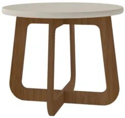 Mesa Centro Redonda 59cm Para Sala MDF Rexxar Cedro/Off A09 - Mpozenat