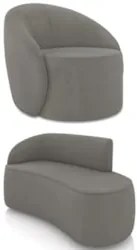 Sofá 2 Lugares 140cm Wendi e Poltrona Steve Suede Grafite I01 - Mpoze