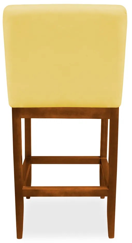 Banqueta Valencia Base de Madeira Maciça Veludo Amarelo