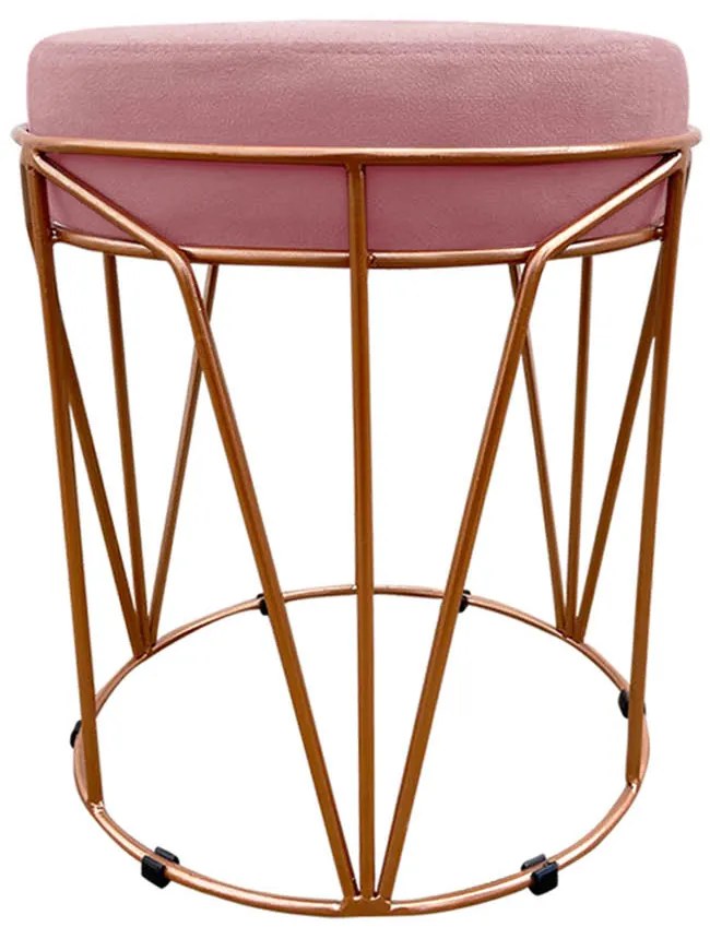 Puff Multiuso com Mesa Babu 2 em 1 Suede Rose Base Cobre - D'Rossi