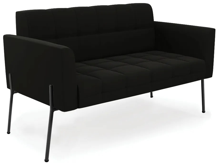 Sofá Namoradeira 2 Lugares Pé de Ferro Preto Elisa Suede D03 - D'Rossi - Preto