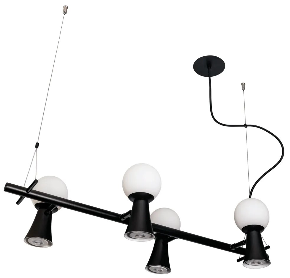 Pendente Dirham 78X32,4X18,6Cm 4Xg9 + 4Xmr16 Alumínio E Globo Ø10Cm |... (CP-M - Champagne Metálico, AMBAR)
