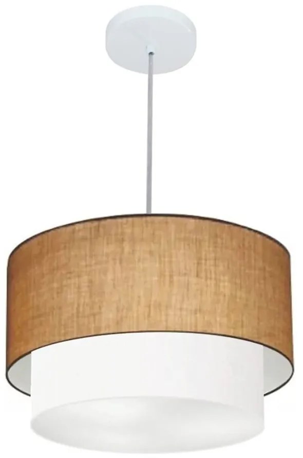 Lustre Pendente Duplo Cilíndrico Vivare Md-4159 Cúpula em Tecido 40x35cm - Bivolt