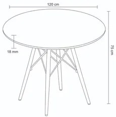 Mesa de Jantar 4 Lugares Redonda 120cm Tampo MDF Pés Eiffel Paris R02