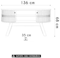 Rack Bancada de TV 55 Pol 136cm Alana Z10 Off/Cinamomo - Mpozenato
