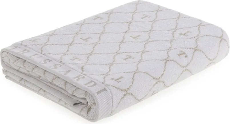Toalha Banhão Trussardi Jacquard Fio Tinto Speciale - Branco e Bege Claro  Branco e Bege Claro